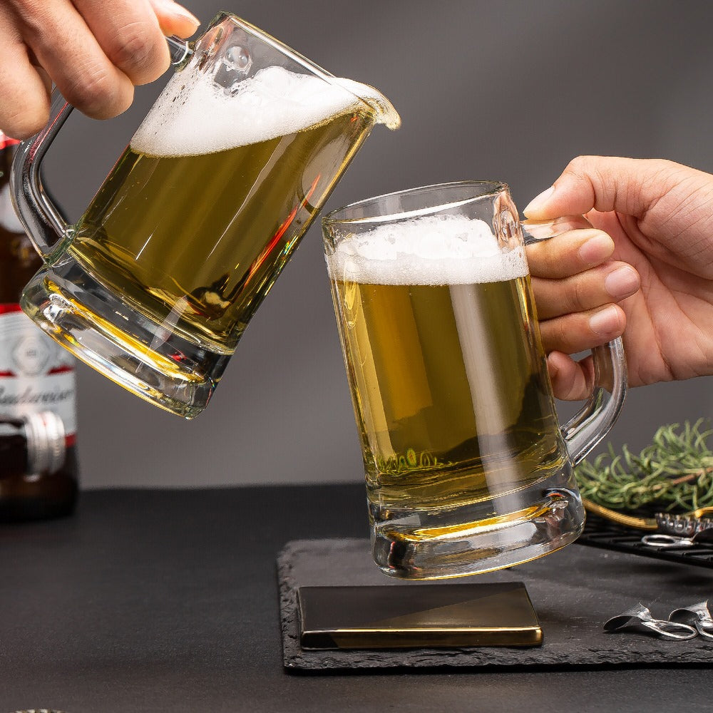 Boulder Beer Mug filled with cold beer.