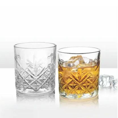 smart "serve" Diamond Cut Whiskey Glasses 340ml, Set of 6, Perfect Bar Glasses for Drinking Whisky, Bourbon, Scotch, Cocktails, Cognac- Old Fashioned Cocktail Tumblers, Classic Cut Design.