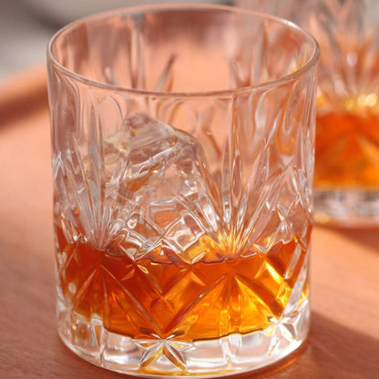 smart "serve" Diamond Cut Whiskey Glasses 340ml, Set of 6, Perfect Bar Glasses for Drinking Whisky, Bourbon, Scotch, Cocktails, Cognac- Old Fashioned Cocktail Tumblers, Classic Cut Design.