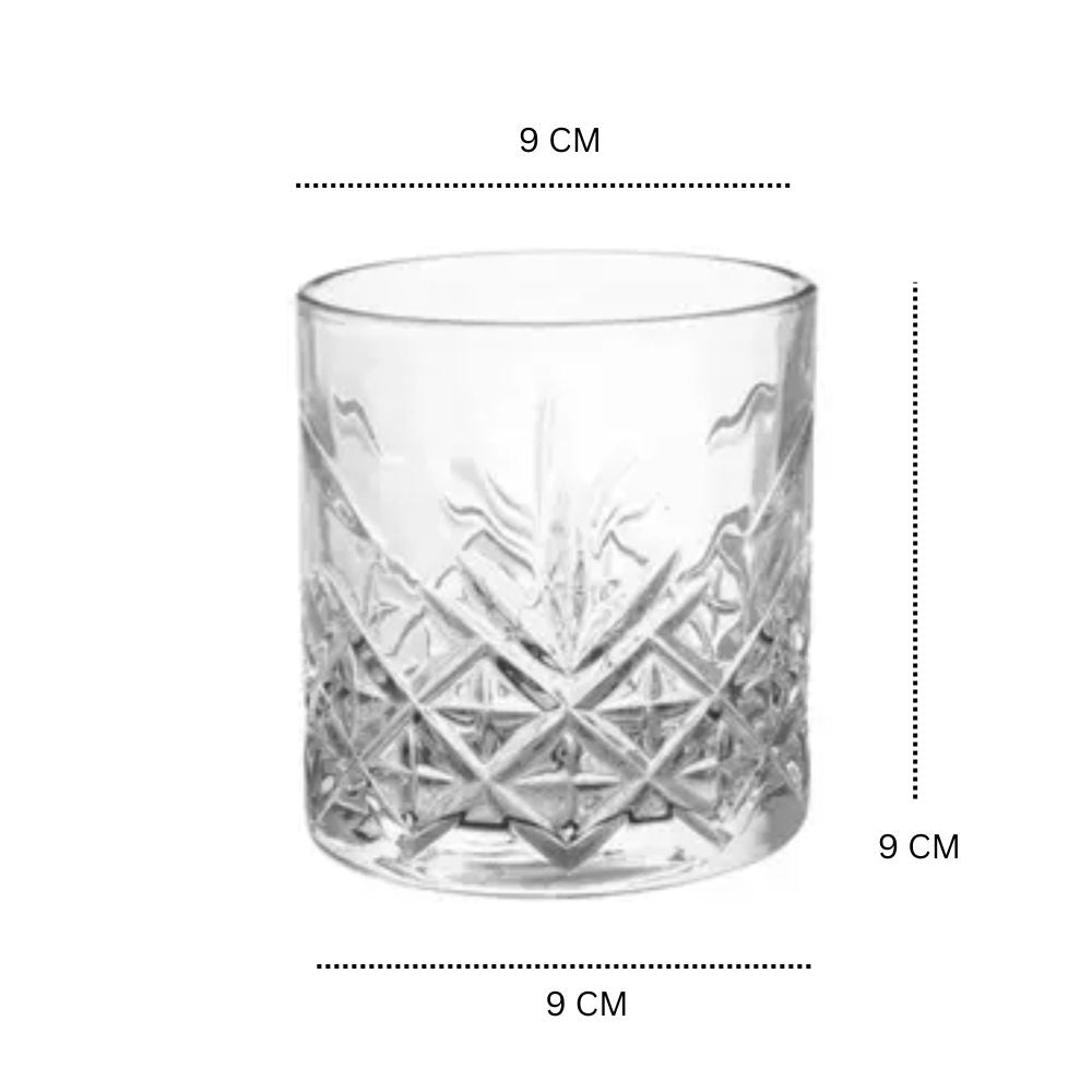 smart "serve" Diamond Cut Whiskey Glasses 340ml, Set of 6, Perfect Bar Glasses for Drinking Whisky, Bourbon, Scotch, Cocktails, Cognac- Old Fashioned Cocktail Tumblers, Classic Cut Design.