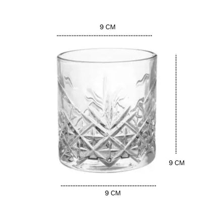 smart "serve" Diamond Cut Whiskey Glasses 340ml, Set of 6, Perfect Bar Glasses for Drinking Whisky, Bourbon, Scotch, Cocktails, Cognac- Old Fashioned Cocktail Tumblers, Classic Cut Design.
