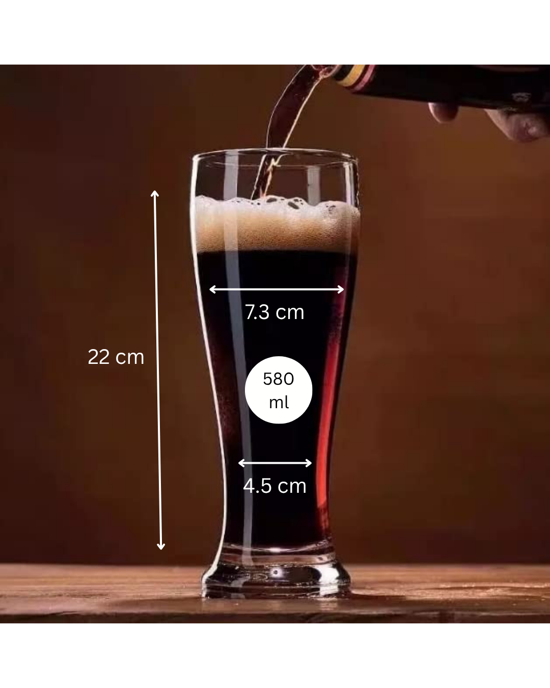 smart "serve" 580ml Tall Pilsner Beer Glass Set of 6 | Premium Transparent Glassware for Beer, Mocktails, Juice, Soda & More | Perfect for Home, Bar & Party Use | Gift Box | Imported Bar Weizen Glass