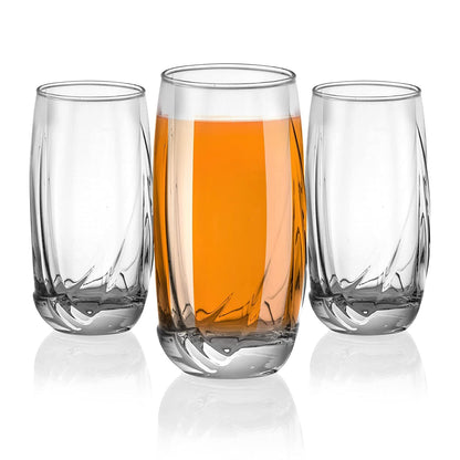 Smartserve Glory Tall Glasses 365 ml Set of 6 Bulgarian Import Glass Tumblers, Dishwasher Safe, Break Resistant, Perfect for Mixed Drinks, Cold Beverages, Home Bar & Parties, Cocktail, Juice, Vodka
