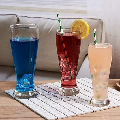 Smartserve Transparent Beer Pilsner 580ml Set of 6 Glasses Big Tall Beer Glasses, Pilsner, Juice, Mocktail Glasses, for Drinking Water, Beer, Soda, Fresh Juice, Perfect for Home, Parties & Bar Use