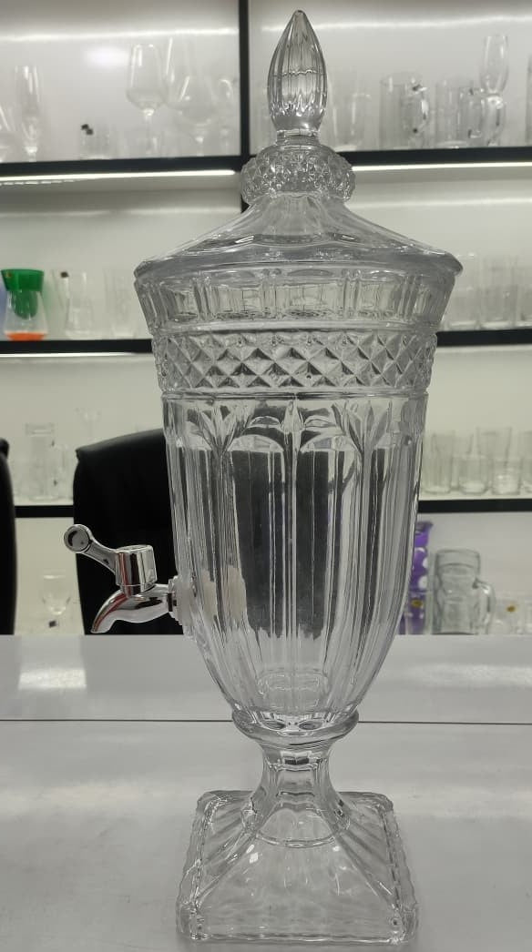 smart "serve" Premium Glass Dispenser Set 1800 ml | Transparent Lead Free Crystal Glass Beverage Jar with Tap & Lid | Elegant Juice, Mocktail & Water Server for Home, Parties & Events | Luxury Drink Dispenser for Kitchen & Gifting