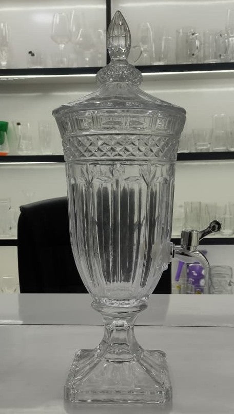 smart "serve" Premium Glass Dispenser Set 1800 ml | Transparent Lead Free Crystal Glass Beverage Jar with Tap & Lid | Elegant Juice, Mocktail & Water Server for Home, Parties & Events | Luxury Drink Dispenser for Kitchen & Gifting