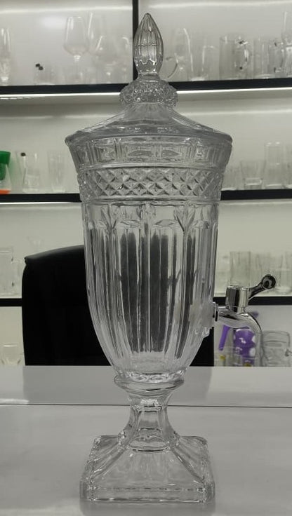 smart "serve" Premium Glass Dispenser Set 1800 ml | Transparent Lead Free Crystal Glass Beverage Jar with Tap & Lid | Elegant Juice, Mocktail & Water Server for Home, Parties & Events | Luxury Drink Dispenser for Kitchen & Gifting