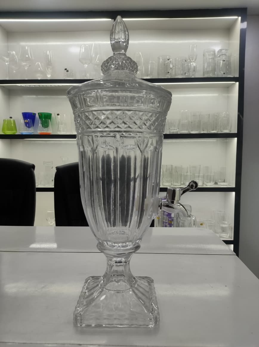 smart "serve" Premium Glass Dispenser Set 1800 ml | Transparent Lead Free Crystal Glass Beverage Jar with Tap & Lid | Elegant Juice, Mocktail & Water Server for Home, Parties & Events | Luxury Drink Dispenser for Kitchen & Gifting