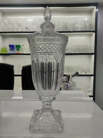 smart "serve" Premium Glass Dispenser Set 1800 ml | Transparent Lead Free Crystal Glass Beverage Jar with Tap & Lid | Elegant Juice, Mocktail & Water Server for Home, Parties & Events | Luxury Drink Dispenser for Kitchen & Gifting