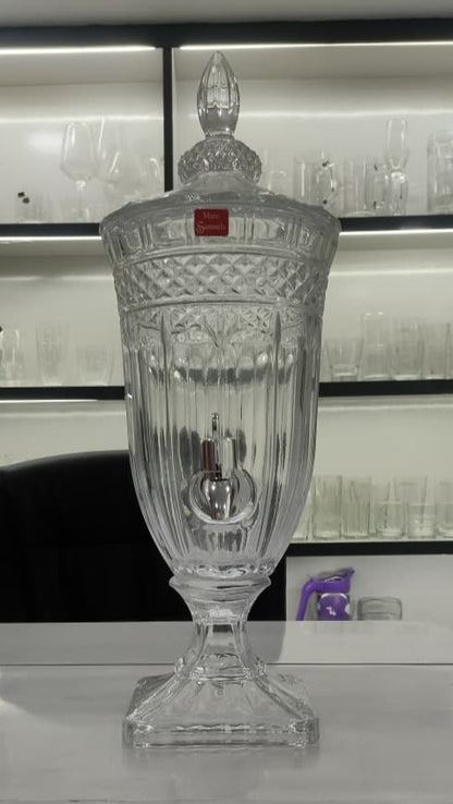 smart "serve" Premium Glass Dispenser Set 1800 ml | Transparent Lead Free Crystal Glass Beverage Jar with Tap & Lid | Elegant Juice, Mocktail & Water Server for Home, Parties & Events | Luxury Drink Dispenser for Kitchen & Gifting