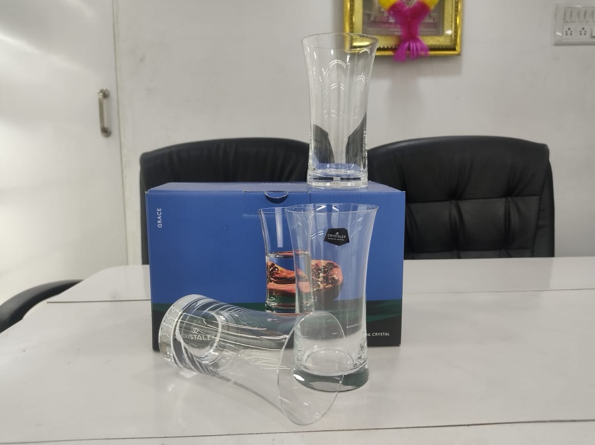 Bohemia Crystal Crystalex Grace Highball Glass, Lead-Free Czech Crystal, Clear, 340 ml, Premium Barware for Water, Juice, Cocktails & Beer, Ultra-Thin Laser-Cut Rim