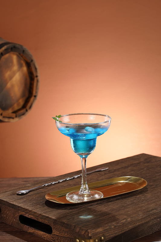 smart "serve" Soda Lime Margarita Glass Lead Free 240 ml Set of 6 Margarita Glasses with Long Durable Stem - Elegant Cocktail Glasses for Bar, Martini, Manhattan, Gimlet, Pisco Sour, Cosmopolitan, Clear