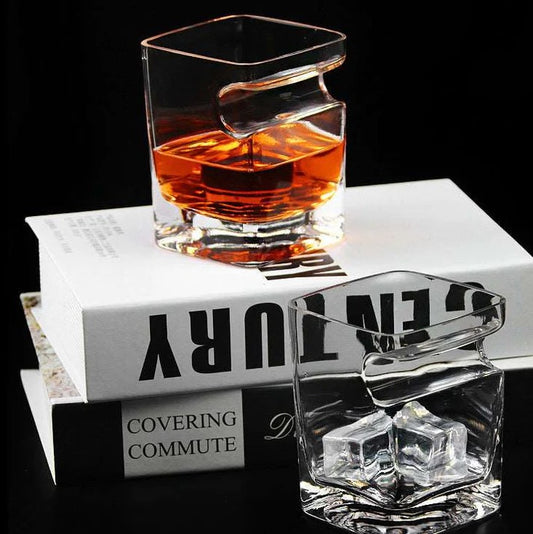 Smartserve Signature Rest Whiskey Glass 320ml, Modern Ergonomic Old Fashioned Tumblers with Integrated Rest, Crystal-Clear Glass for Bourbon & Cocktails