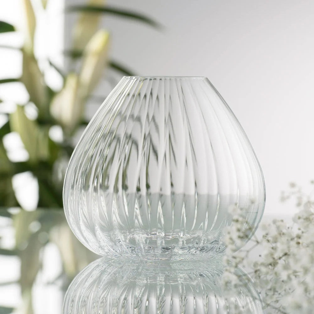 Bohemia Crystal Waterfall Premium Vase 185MM, Crystal Clear, Set of 1 Glass Vase for Flower, Plants, Office, Living Room, Table Decorations, Home Decor, Waterfall Glass Vase, Classic, Lead Free