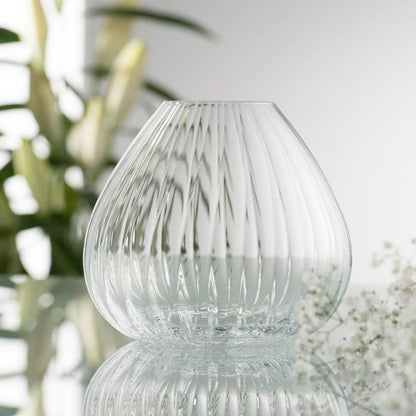 Bohemia Crystal Waterfall Premium Vase 185MM, Crystal Clear, Set of 1 Glass Vase for Flower, Plants, Office, Living Room, Table Decorations, Home Decor, Waterfall Glass Vase, Classic, Lead Free