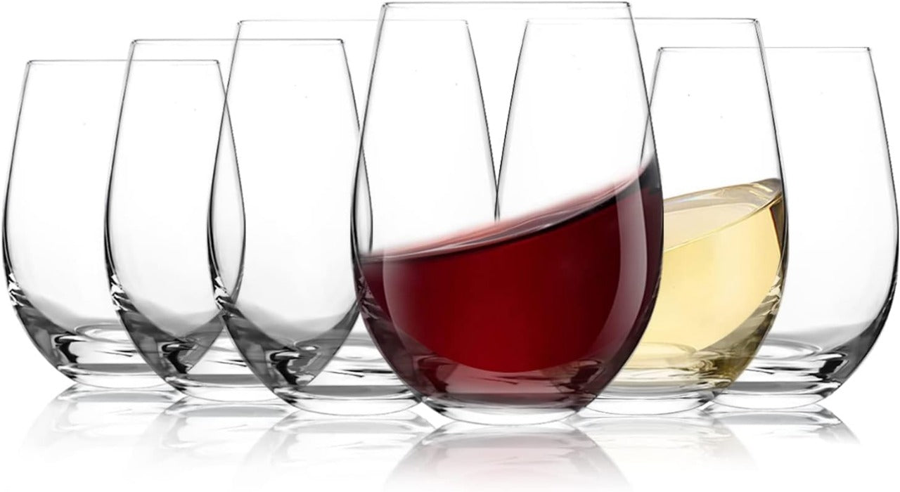 smart "serve" Stemless Wine Glass Set of 6-400ml | Imported Lead-Free Premium Crystal Clear Tumblers | Dishwasher Safe Glassware for Red Wine, Water, Whiskey, Juice, Cocktails, Party & Home Use
