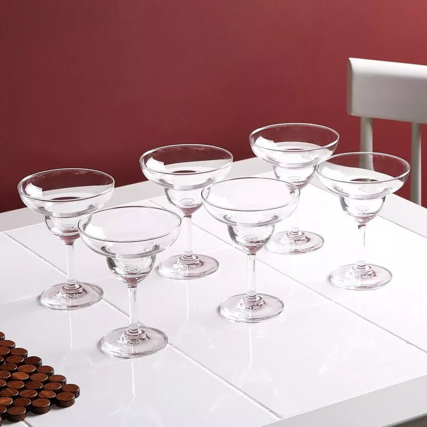 smart "serve" Soda Lime Margarita Glass Lead Free 240 ml Set of 6 Margarita Glasses with Long Durable Stem - Elegant Cocktail Glasses for Bar, Martini, Manhattan, Gimlet, Pisco Sour, Cosmopolitan, Clear