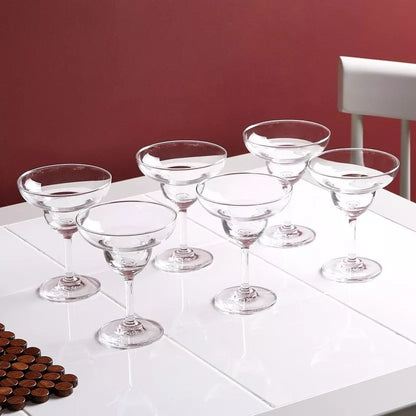 smart "serve" Soda Lime Margarita Glass Lead Free 240 ml Set of 6 Margarita Glasses with Long Durable Stem - Elegant Cocktail Glasses for Bar, Martini, Manhattan, Gimlet, Pisco Sour, Cosmopolitan, Clear