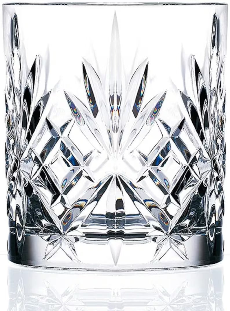 smart "serve" Diamond Cut Whiskey Glasses 340ml, Set of 6, Perfect Bar Glasses for Drinking Whisky, Bourbon, Scotch, Cocktails, Cognac- Old Fashioned Cocktail Tumblers, Classic Cut Design.