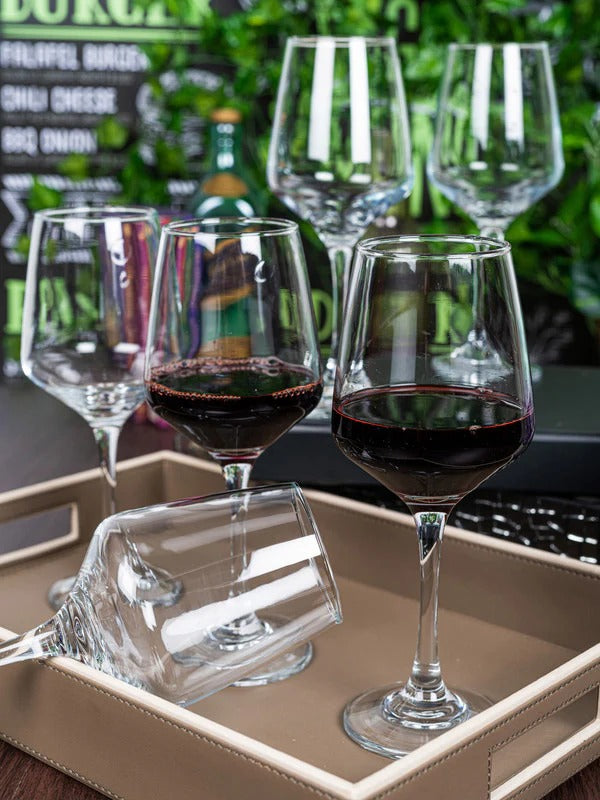 smart "serve" Crystal Red Wine Glasses – Set of 6 | 435ml Lead-Free Clear Glass | Elegant Gift Set for Home, Weddings, Parties & Special Occasions | Reusable, Lightweight & Dishwasher Safe