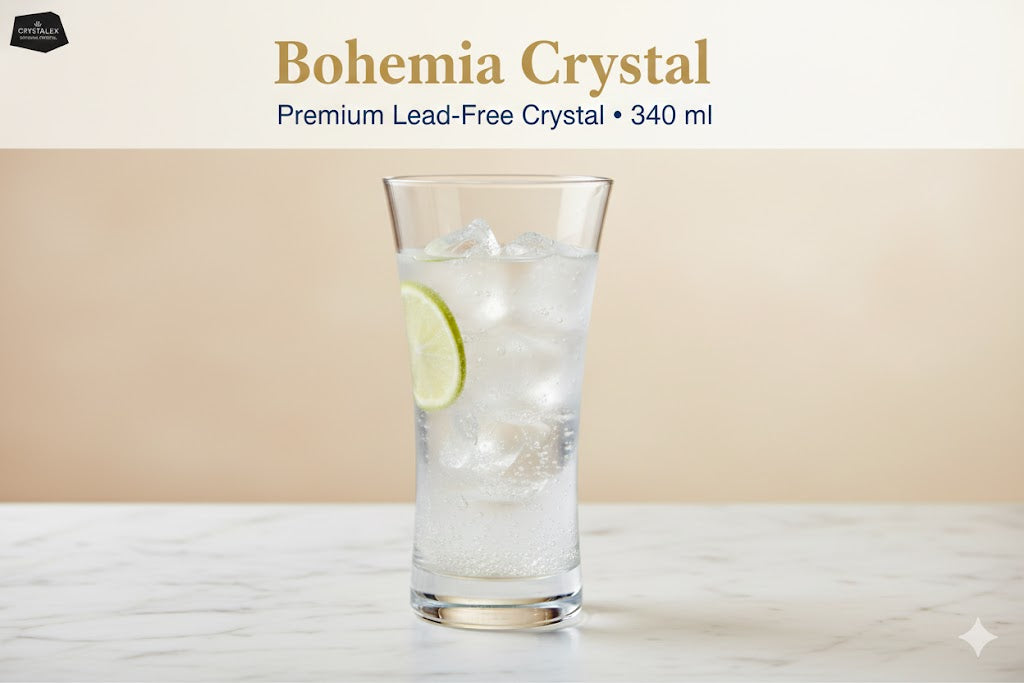 Bohemia Crystal Crystalex Grace Highball Glass, Lead-Free Czech Crystal, Clear, 340 ml, Premium Barware for Water, Juice, Cocktails & Beer, Ultra-Thin Laser-Cut Rim