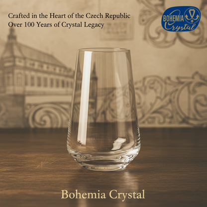Bohemia Crystal Sandra Tall Cocktail Glasses 440 ml – Set of 6 | Lead-Free Czech Crystal Tumblers | Elegant Glassware for Cocktails, Whiskey, Bourbon, Scotch & Mixed Drinks | Dishwasher Safe