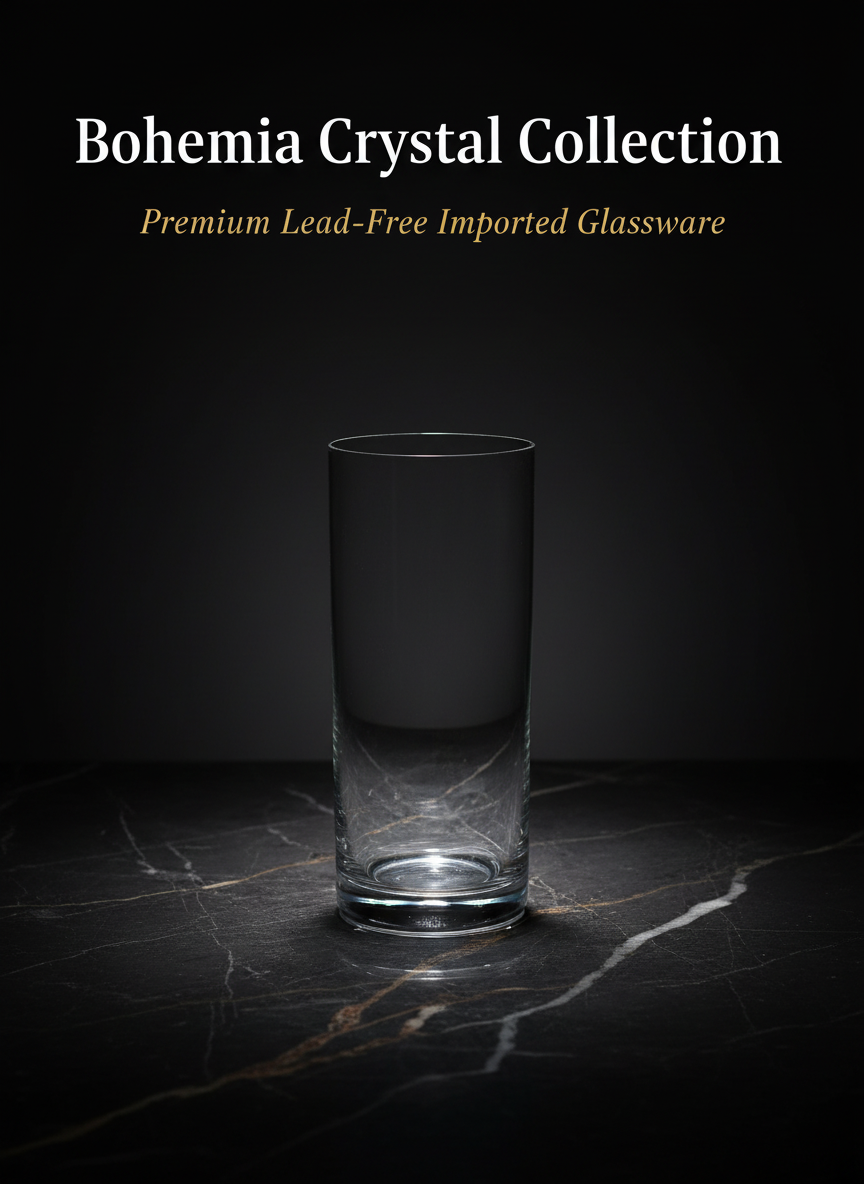 Bohemia Crystal Barline Glass Set of 6 – 300ml Tall Lead-Free Crystal Glasses for Mocktail, Cocktail, Vodka, Beer & Juice – Dishwasher Safe – Made in Czech Republic Set of 6 – Gift Box