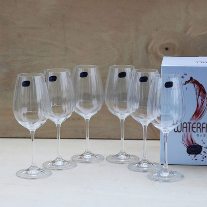 Elegant waterfall wine glass enhancing wine presentation