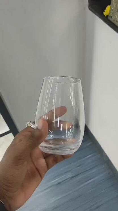 smart "serve" Stemless Wine Glass Set of 6-400ml | Imported Lead-Free Premium Crystal Clear Tumblers | Dishwasher Safe Glassware for Red Wine, Water, Whiskey, Juice, Cocktails, Party & Home Use
