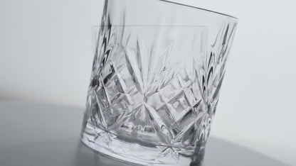 smart "serve" Diamond Cut Whiskey Glasses 340ml, Set of 6, Perfect Bar Glasses for Drinking Whisky, Bourbon, Scotch, Cocktails, Cognac- Old Fashioned Cocktail Tumblers, Classic Cut Design.