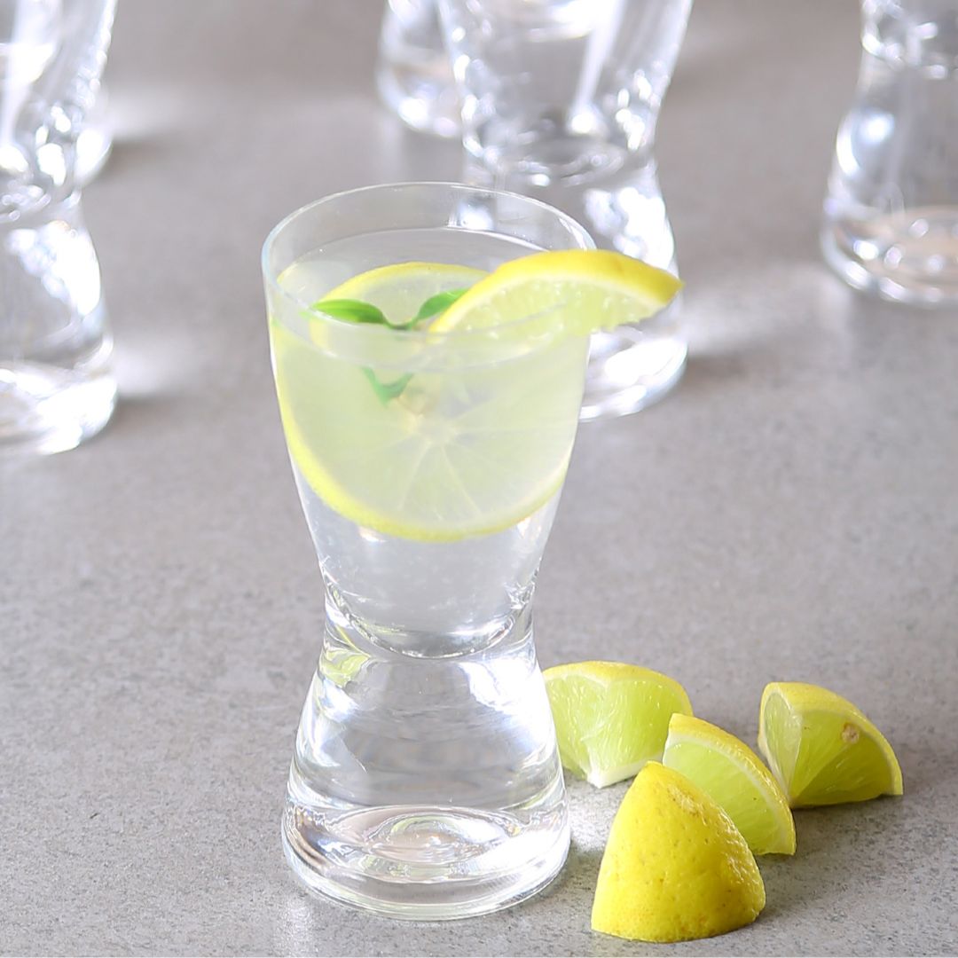 Crystal Samba Shot Glass filled with tequila