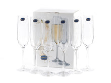 Load image into Gallery viewer, Bohemia Crystal Viola Waterfall Champagne Flute Glass Set, 190ml, Set of 6, Transparent