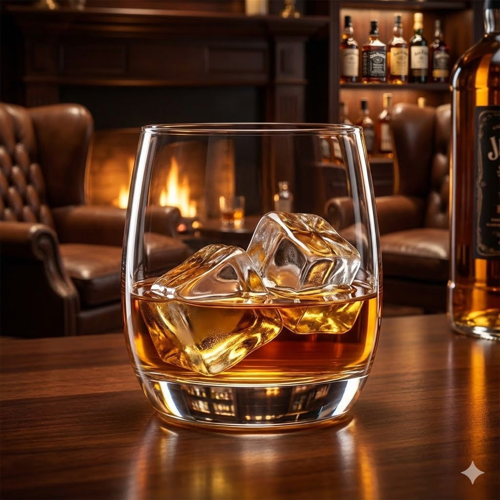 smart "serve" Oval Whiskey Glasses Set of 6 – 350ml Crystal Clear Tumblers for Whisky, Bourbon, Scotch, Cocktails & Drinks | Thick Durable Bar Glass Set for Home, Bar & Gifting