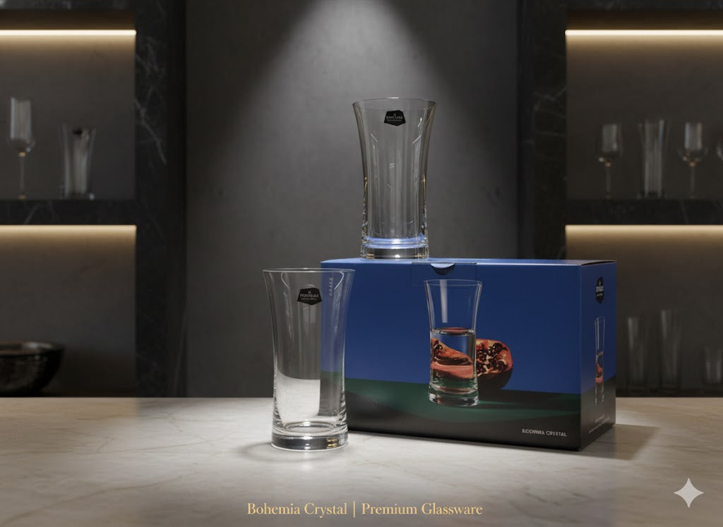 Bohemia Crystal Crystalex Grace Highball Glass, Lead-Free Czech Crystal, Clear, 340 ml, Premium Barware for Water, Juice, Cocktails & Beer, Ultra-Thin Laser-Cut Rim