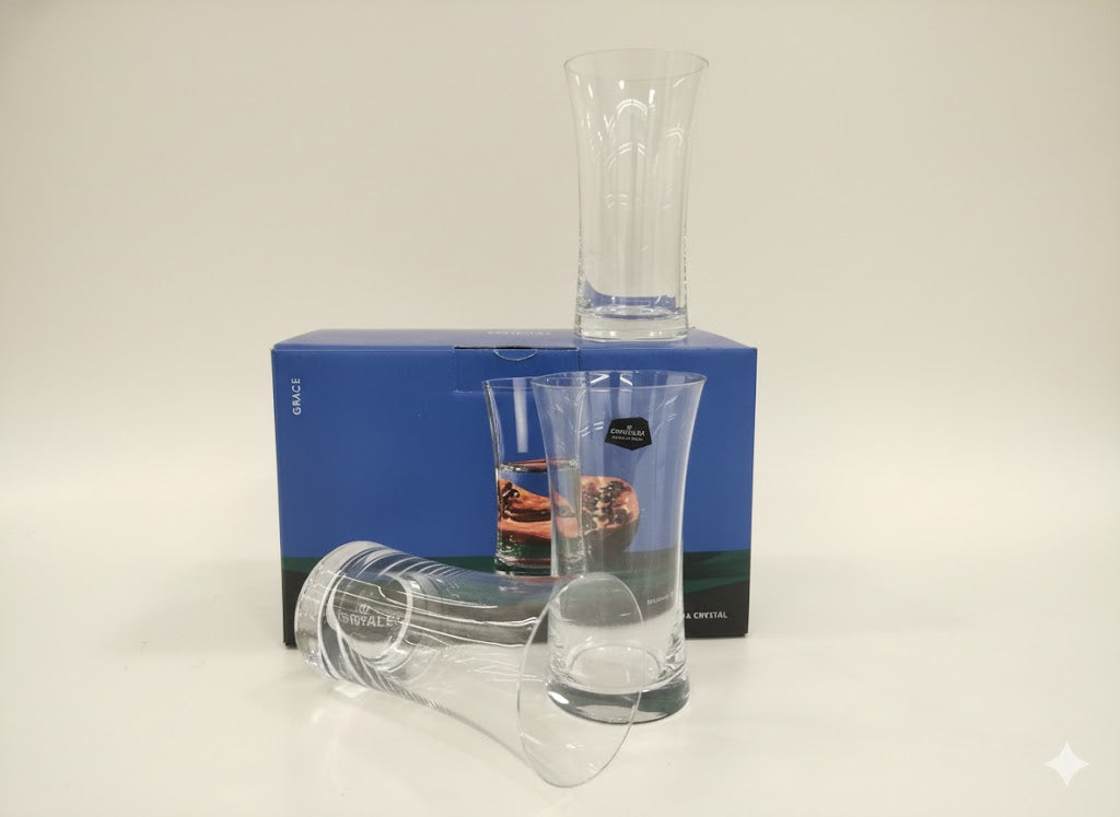 Bohemia Crystal Crystalex Grace Highball Glass, Lead-Free Czech Crystal, Clear, 340 ml, Premium Barware for Water, Juice, Cocktails & Beer, Ultra-Thin Laser-Cut Rim