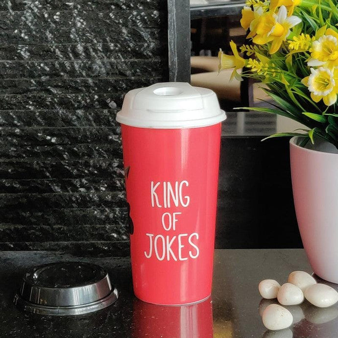 Stallion Designer Tumbler With Lid Multicolour - 475 ml - KINGS OF JOKES | Chirpy Cups Sippers