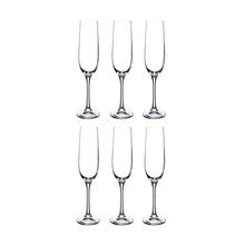 Load image into Gallery viewer, Bohemia Crystal Viola Champagne Flute Glass Set, 190ml, Set of 6pcs, Transparent, Non Lead Crystal Glass | Champagne Flute