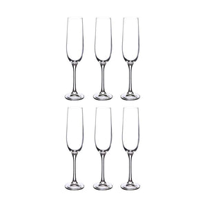 Bohemia Crystal Viola Champagne Flute Glass Set, 190ml, Set of 6pcs, Transparent, Non Lead Crystal Glass | Champagne Flute