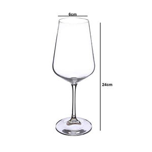 Bohemia Crystal Sandra Wine Glass Set, 450ml, Set of 6pcs, Transparent, Non Lead Crystal Glass | Wine Glass