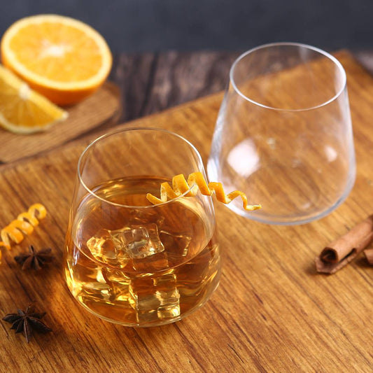 Close-up of Sandra Whiskey Glass showcasing its clear glass design.