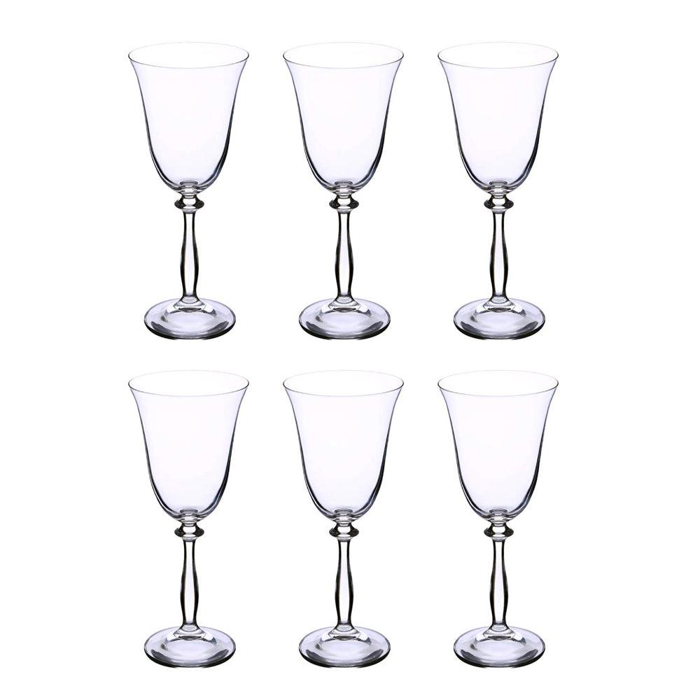 Wine Glass Set of 6, 250 ML, Bohemia Crystal Angela, Non Lead Crystal Glass | Wine Glass
