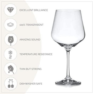 Wine Glass Set - Bohemia Crystal Sandra 570 ML Set of 6 pcs | Wine Glass