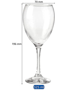 Alexander Superior Red Wine Glass Set (Transparent, 325 ml) - Set of 6 | Wine Glass