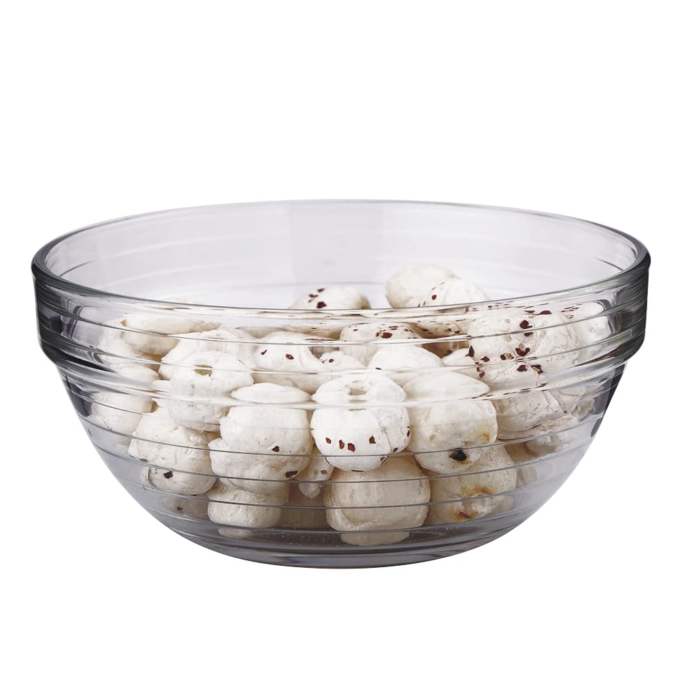 Clear glass bowl from Kyklos set, perfect for salads and vegetables.