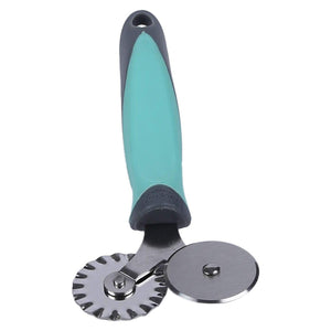 Trudeau Stainless Steel 2-in-1 Pastry Wheel, Grey/Green | Bakeware