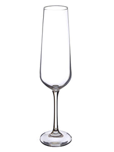 Bohemia Crystal Sandra Champagne Flute Set, 200ml, Set of 6pcs, Transparent, Non Lead Crystal Glass | Champagne Flute