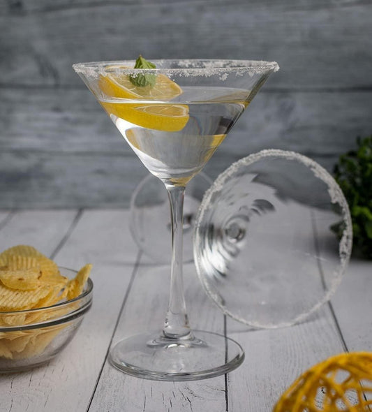 Lara Martini Glass with a lemon twist cocktail