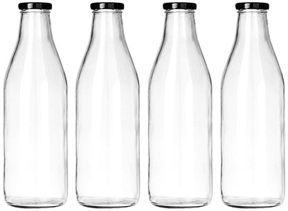 SmartServe Small Glass Water Bottle Set, 300ml, Set of 4, Transparent
