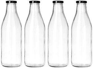 SmartServe Small Glass Water Bottle Set, 300ml, Set of 4, Transparent