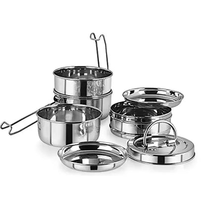 SmartServe Clipper Stainless Steel Tiffin Box Set, Set of 4 Container, Silver